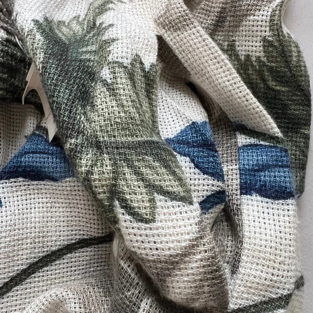 Fiting Image Vintage Tropical Leaf‎ Print Shorts Blue Green Plus Size 22/24 NEW